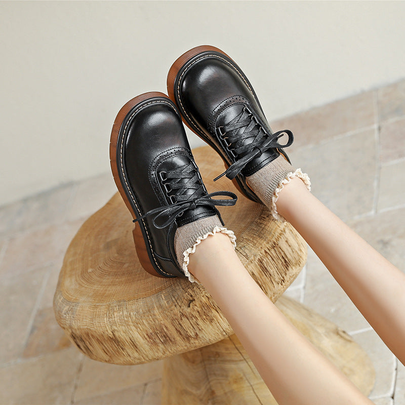 Women's Autumn British Style Round Toe Platform Loafers
