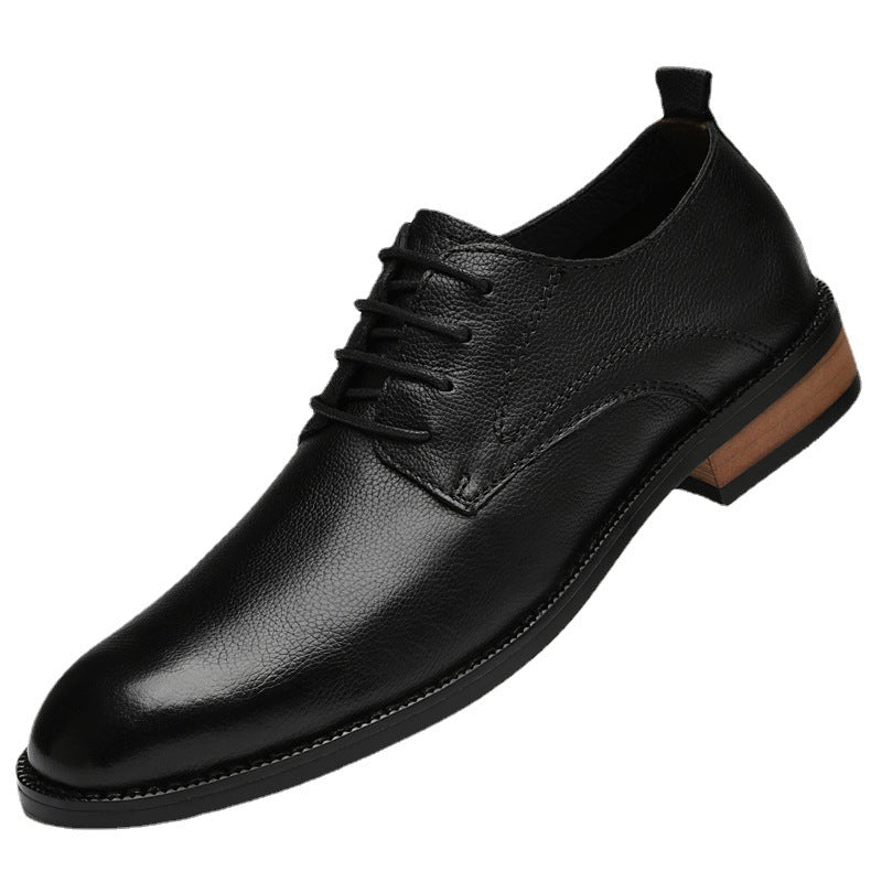 Men's First Layer Cowhide British Round Head Brushed Casual Shoes