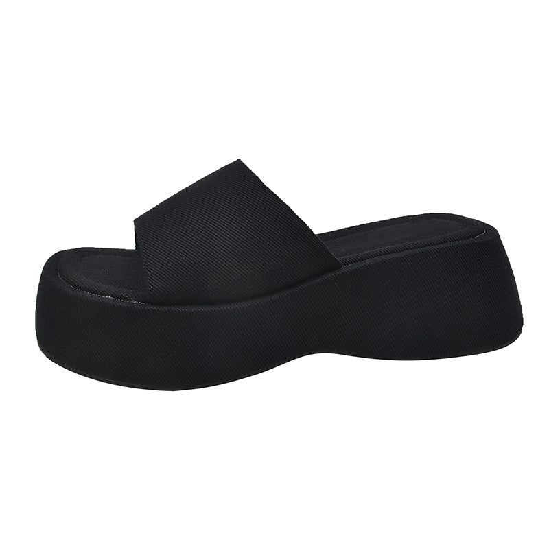 Women's Thick-soled Flip-flops Platform Round Toe Open Slippers