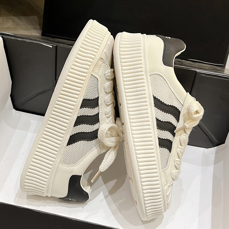 Women's Platform White Shell Toe Real With Fleece Lining Flat Biscuit Women's Casual Shoes