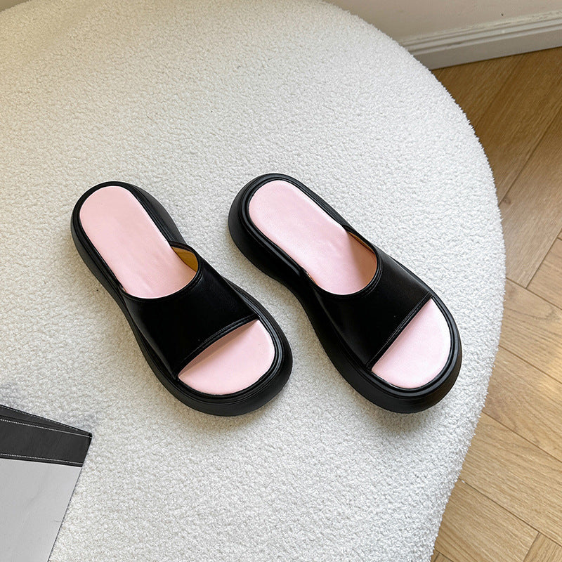 Women's Korean Style Fashion Platform Flip-flops Mid Slippers