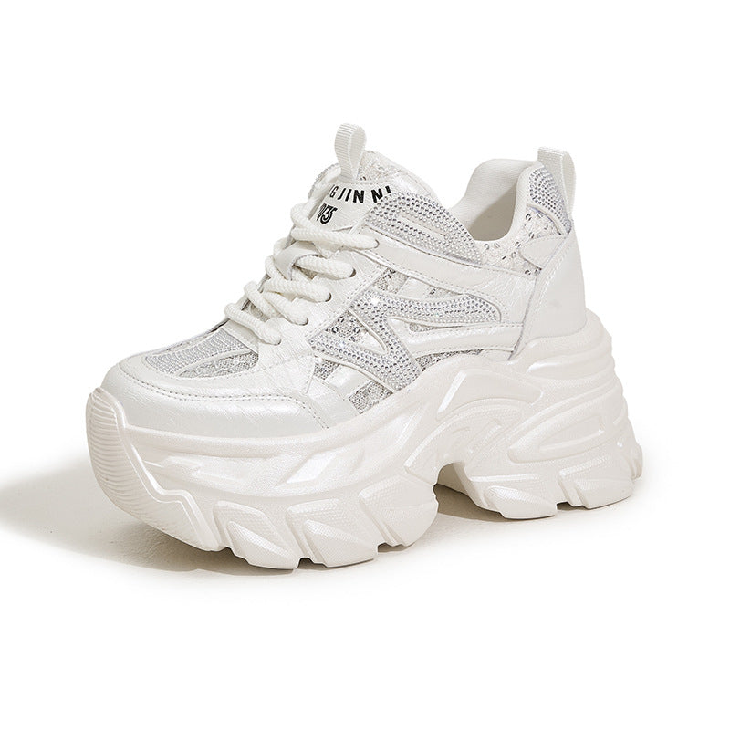 Women's Dad Summer Breathable Hollow Mesh Surface Height Sneakers