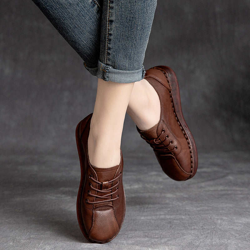 Colored Wedge Front Top Layer Cowhide Beef Casual Shoes