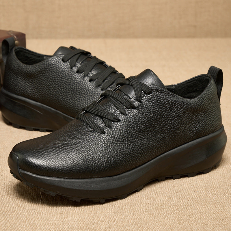 Men's Litchi Grain Cowhide Leisure Mountaineering Comfortable Leather Shoes