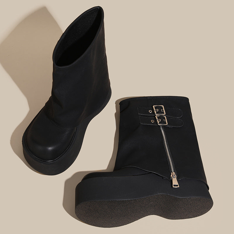 Women's Straight Pants Pipe Knee-high Chunky Platform Boots