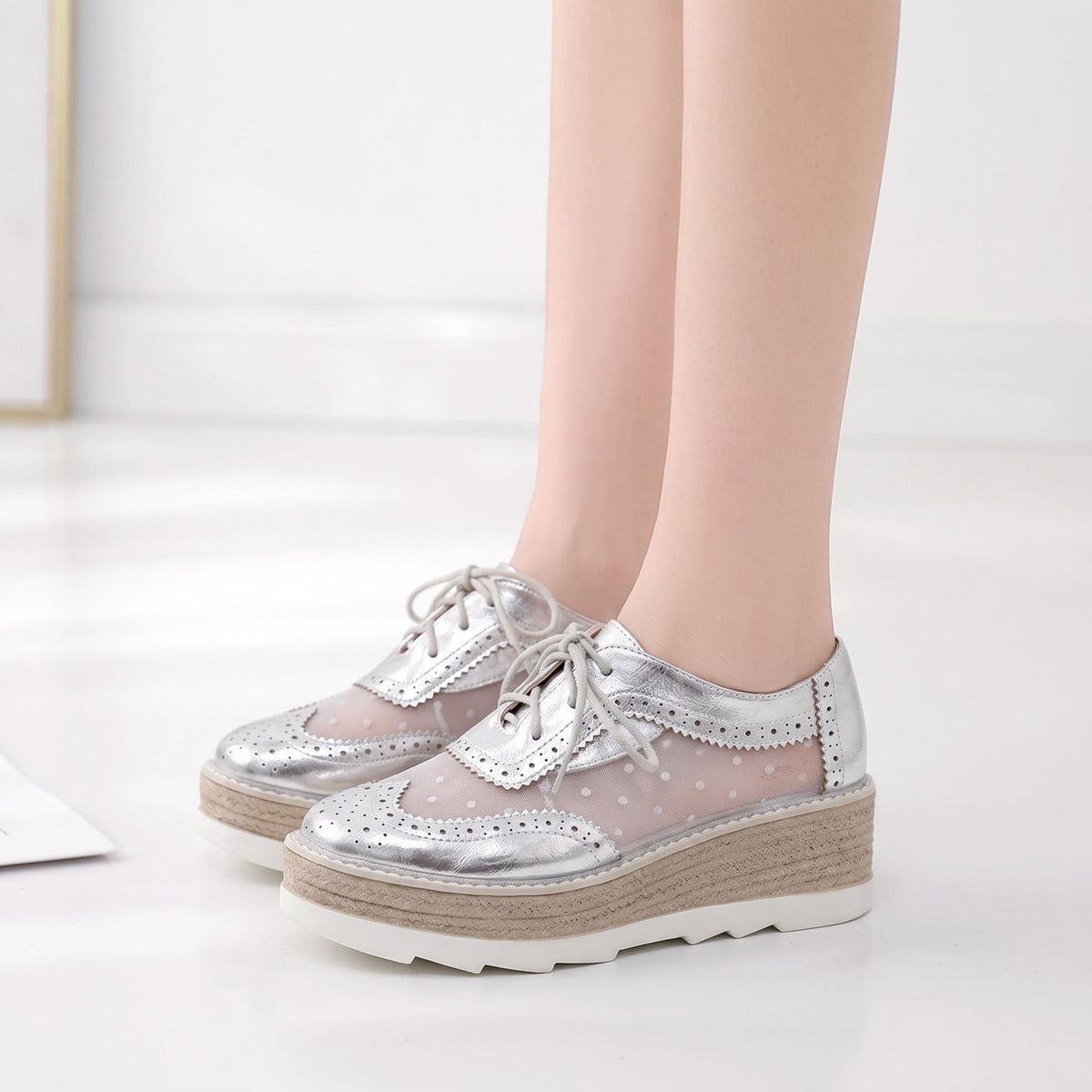 Autumn Versatile Brogue British Style Platform Leather Shoes