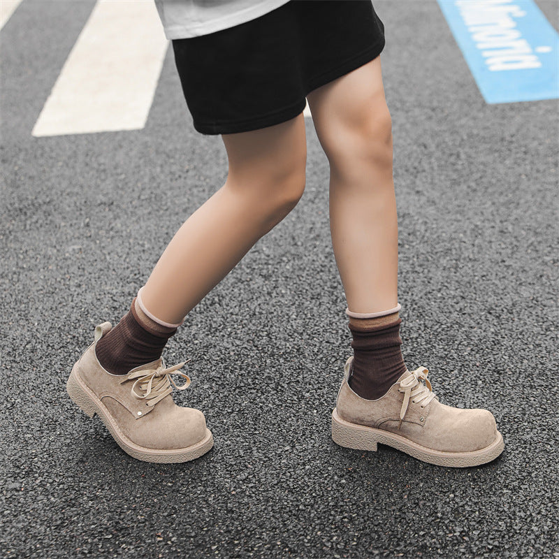 Men's Big Head Thick Bottom Increased Low Top Leather Shoes