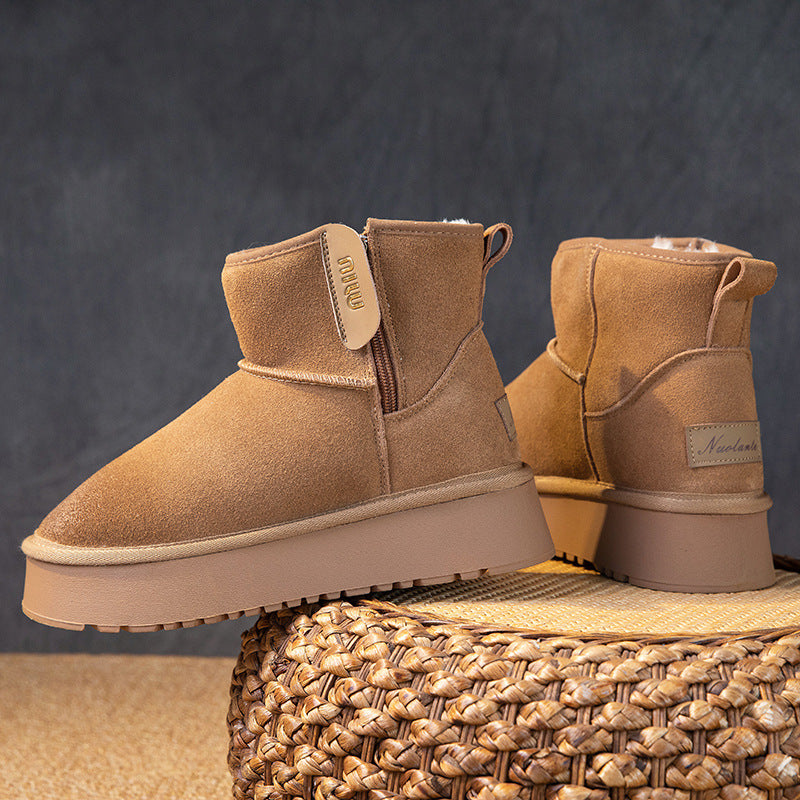 Women's Genuine Height Increasing Insole High Small Snow Boots