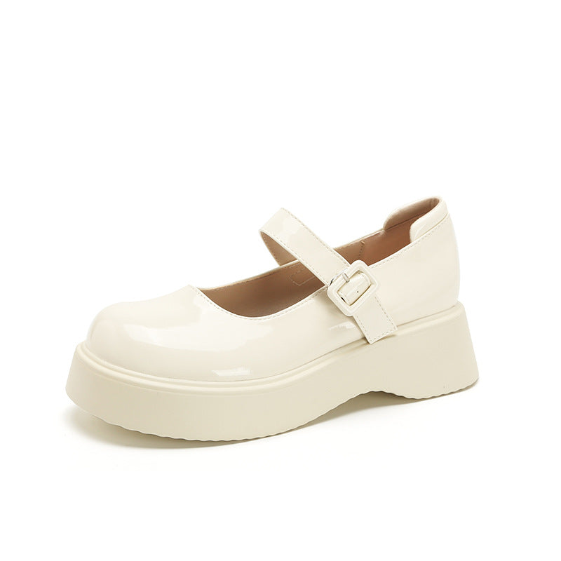 Women's British Style Small Summer Platform French Leather Shoes