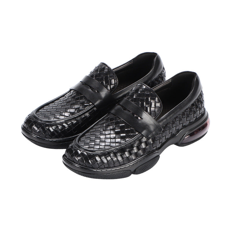 Men's Authentic Weave Air Cushion British Style Leather Shoes