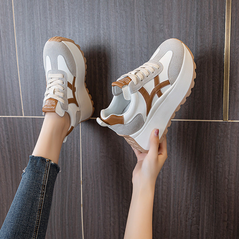 Women's Platform Height Increasing Insole Korean Style Round Women's Casual Shoes
