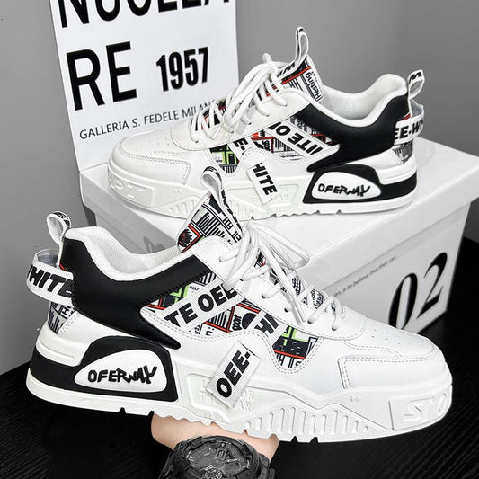 Men's White Breathable Fashion Thick Bottom Sports Casual Shoes