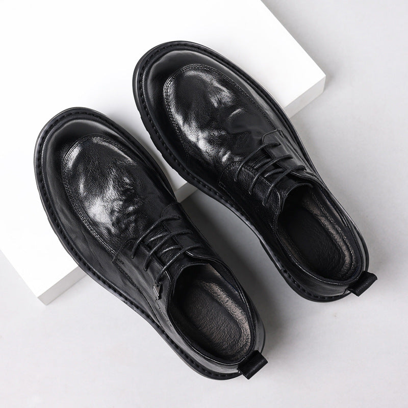 Men's Summer Sheepskin Business Round Toe Breathable Leather Shoes
