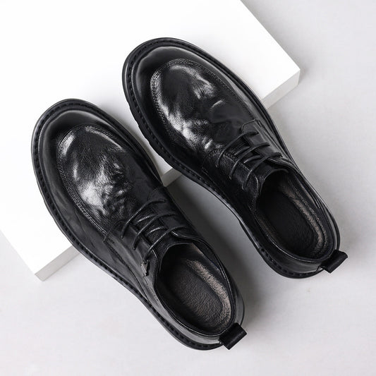 Men's Summer Sheepskin Business Round Toe Breathable Leather Shoes