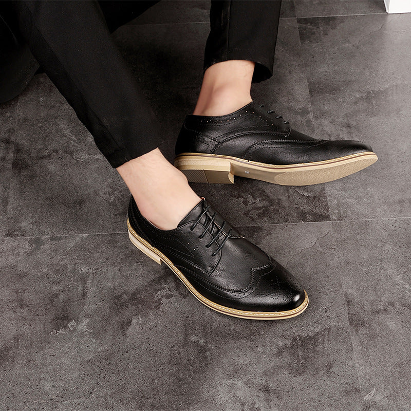 Men's Korean Style British Tide Breathable Wedding Hair Stylist Leather Shoes