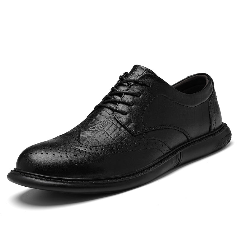 Men's Cowhide Plus Size Lace Up Brogue Crocodile Casual Shoes