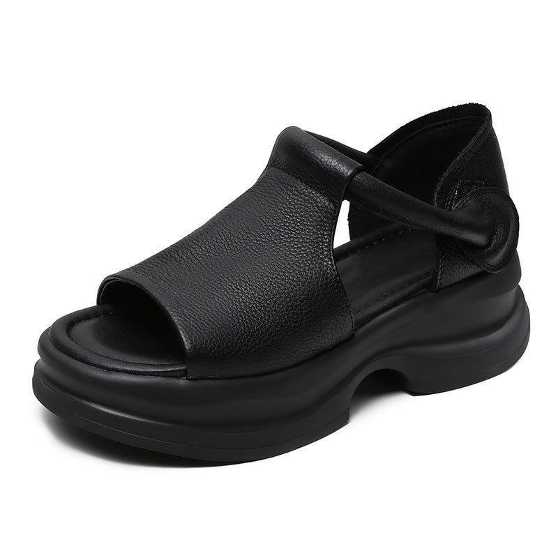 Women's Top Layer Cowhide Roman Open Toe Breathable Sandals