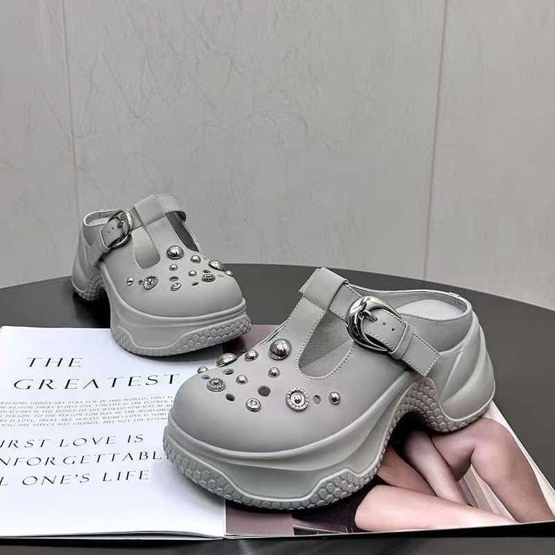Women's Rhinestone Slip-on Summer Thick-soled Beach Outdoor Women's Shoes