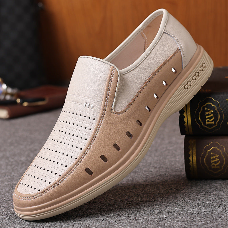 Men's Beige Soft Bottom Business Light White Sandals