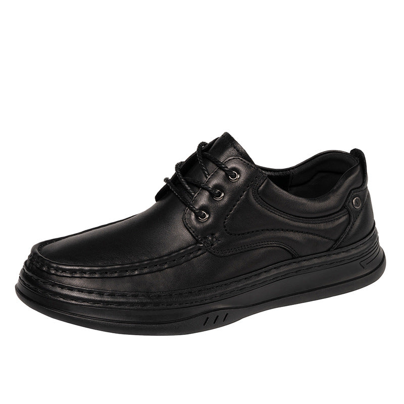 Men's Business Round Toe Slip-on Soft Bottom Platform Leather Shoes