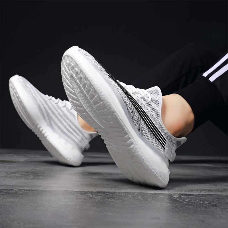 Men's Flying Woven Sports Breathable Mesh Coconut Sneakers