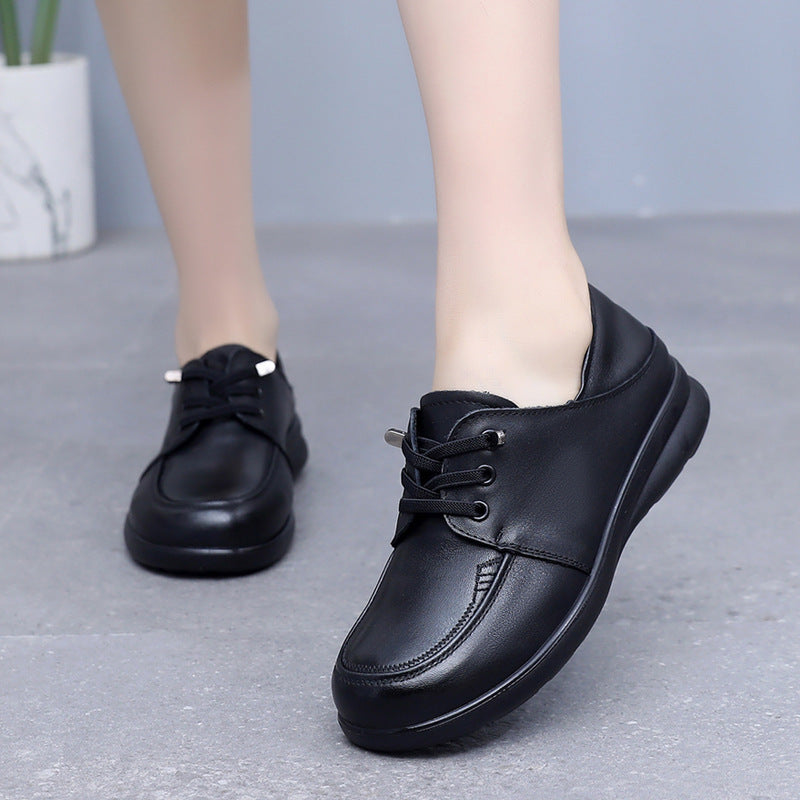 Women's Spring British Style Round Toe Flats Soft Women's Shoes