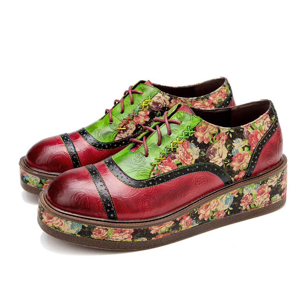 Attractive Color Contrast Patchwork Comfortable Platform Casual Shoes