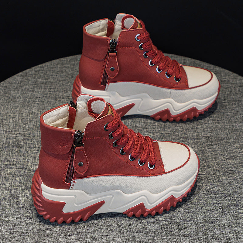 Women's Height Increasing Insole Authentic Clunky Spring Versatile Korean Style Thick Women's Casual Shoes