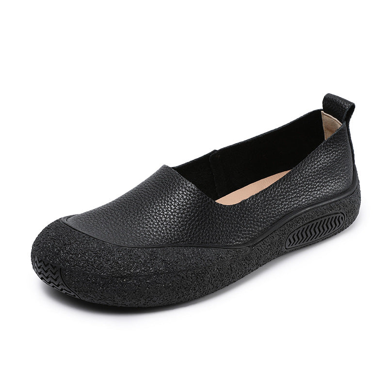 Women's Handmade Retro Genuine Shallow Mouth Top Layer Men's Shoes