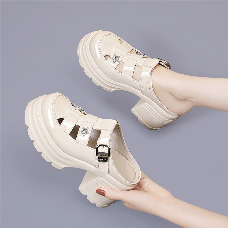 Women's Stylish Height Increasing Thick Bottom Toe Cap Summer Dignified Women's Fashion Shoes