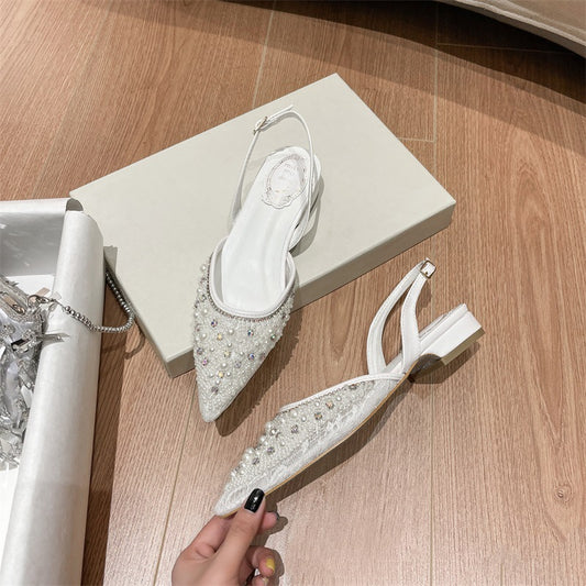 Women's Fairy Style Graceful Fashionable Pearl Sparkling Sandals