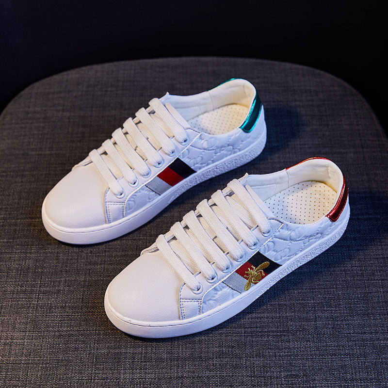 Women's Style Trendy Easy Wear Bee Embroidered Sneakers
