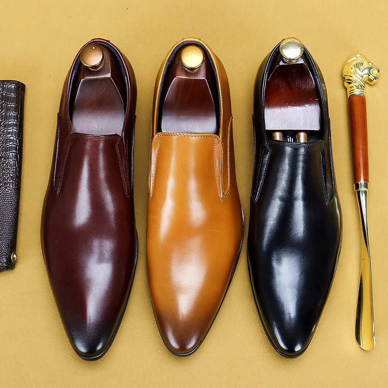 Men's Formal Business First Layer Cowhide Breathable Leather Shoes