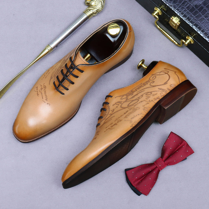Men's Promotion Full Business Formal Wear Genuine Cow Handmade British Leather Shoes