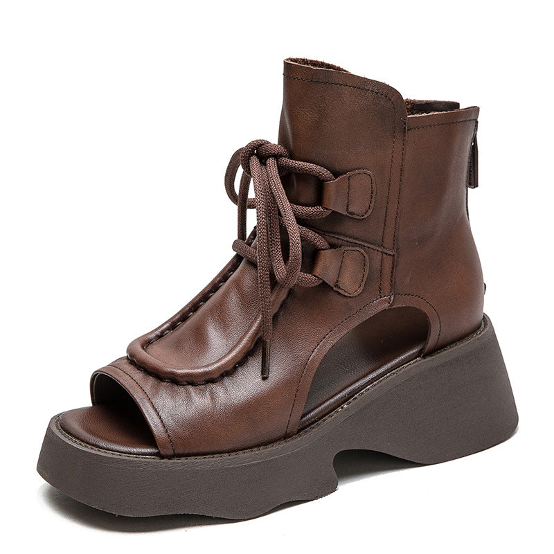 Women's Summer Retro Style Peep Toe Thick Sandals