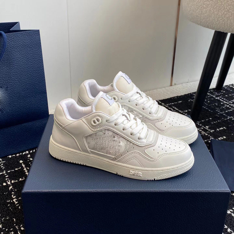 Men's Popular Low Cut Cowhide Color Matching Sneakers