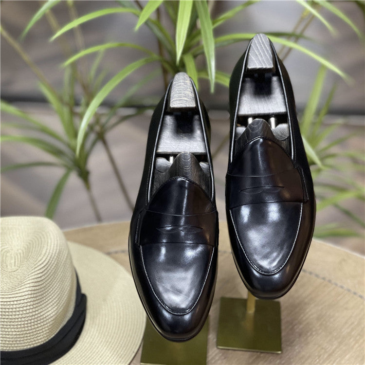 Men's Belgium Slip-on Green Fashion Business Leather Shoes