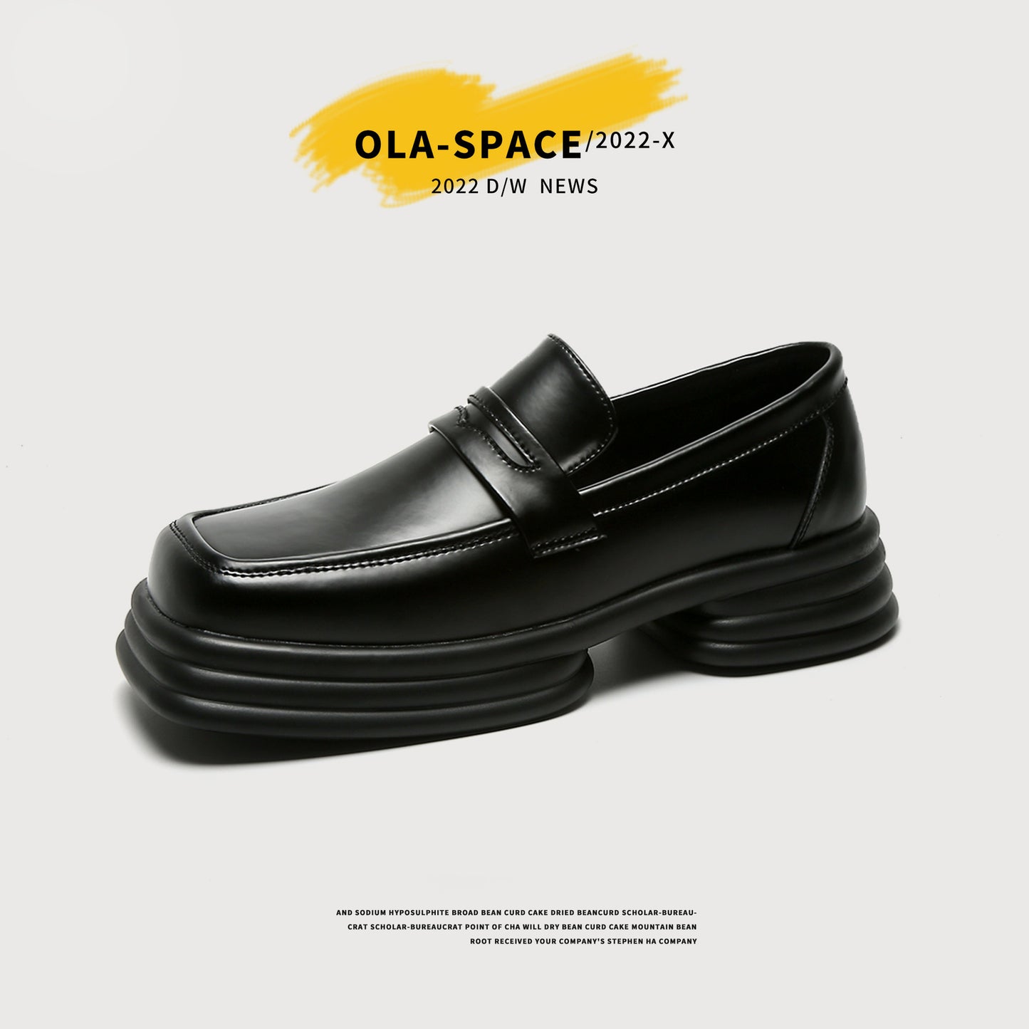 Men's Square Toe Authentic Trendy Slip-on Platform Leather Shoes