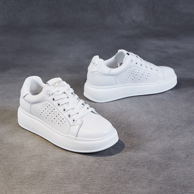 Women's White Genuine Fashionable Hollow Breathable Comfortable Casual Shoes