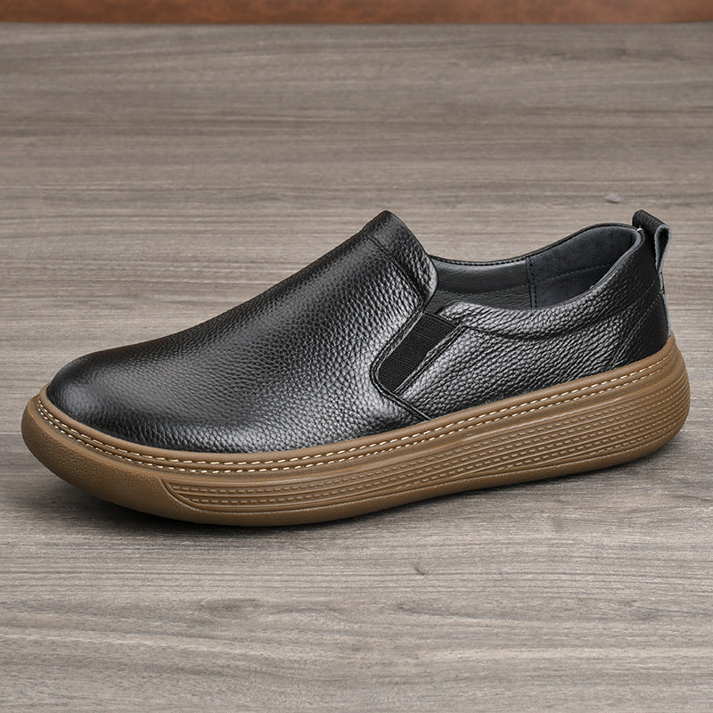 Men's Cowhide Handmade Breathable Soft Bottom Slip-on Leather Shoes