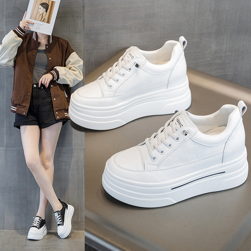 Women's Hidden Platform Korean Fashionable Popcorn White Heels