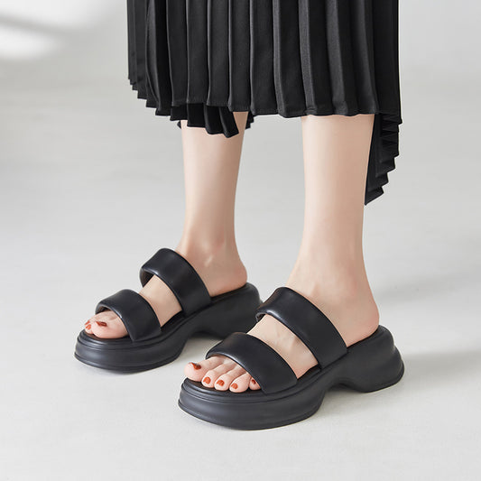 Women's Fashionable Beach Platform Simple For Outerwear Slippers