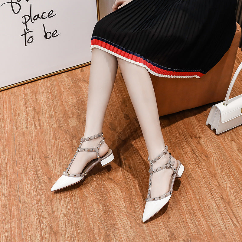 Women's Version Closed Toe Rivet Summer Pointed Heels