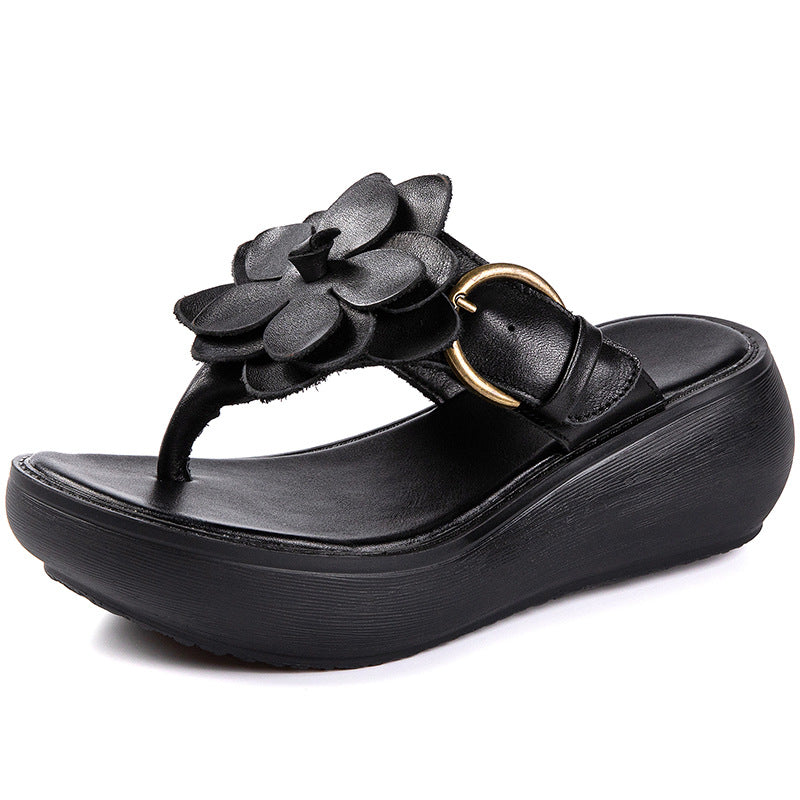 Women's Flower Flip-flops Fashion Summer Outdoor Wedge Slippers
