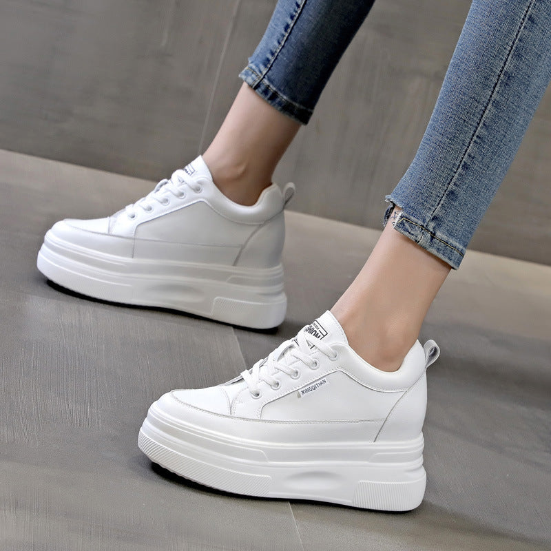 Women's Bottom Platform Wedge Flat Mesh White Women's Casual Shoes