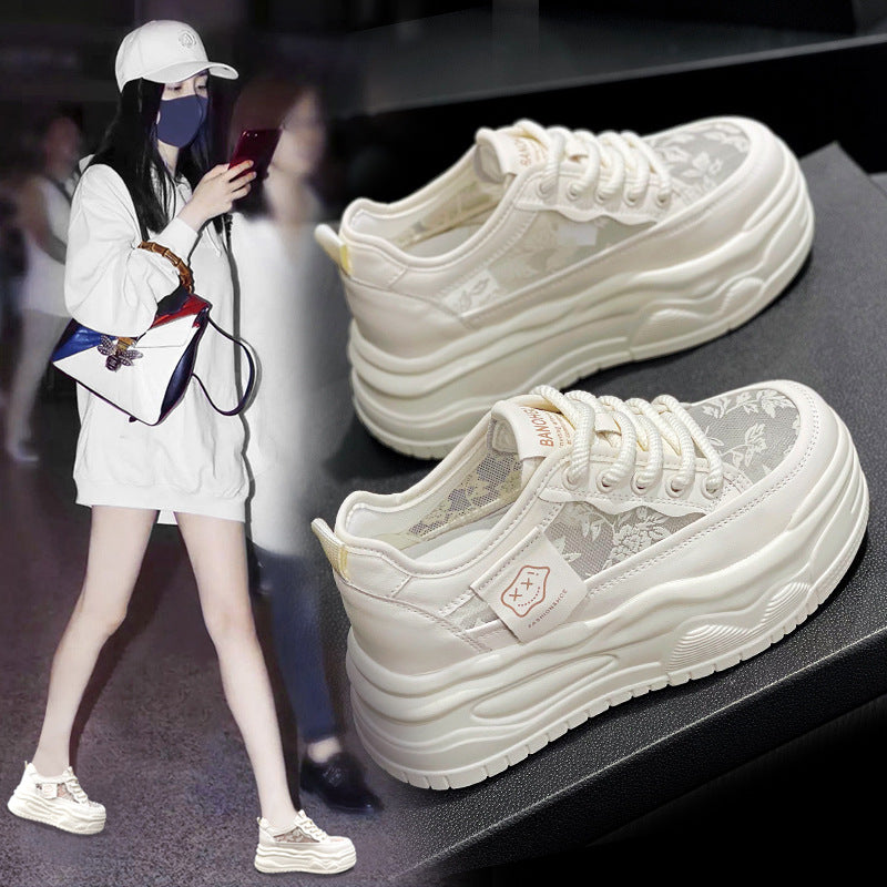 Women's Hidden White Spring Small Platform Summer Heels