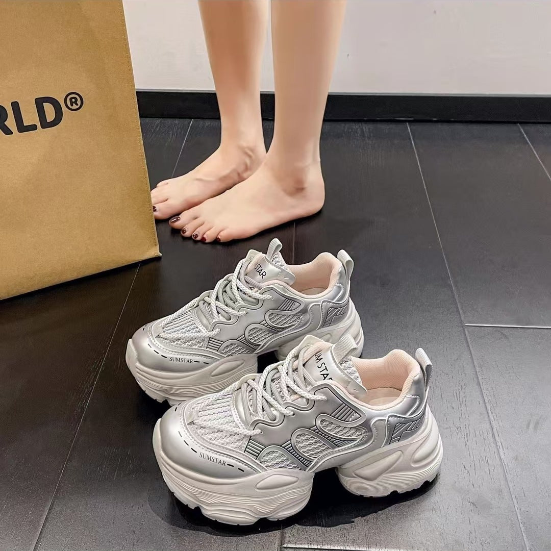Women's Mesh Breathable Platform Dad Spring Lace Sneakers