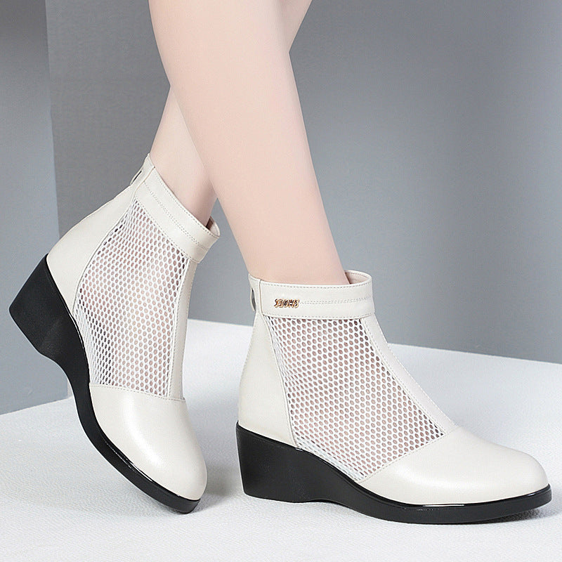Women's Mesh Mid Chunky Martin British Style Sandals