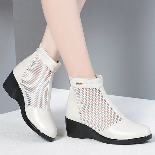 Women's Mesh Mid Chunky Martin British Style Sandals