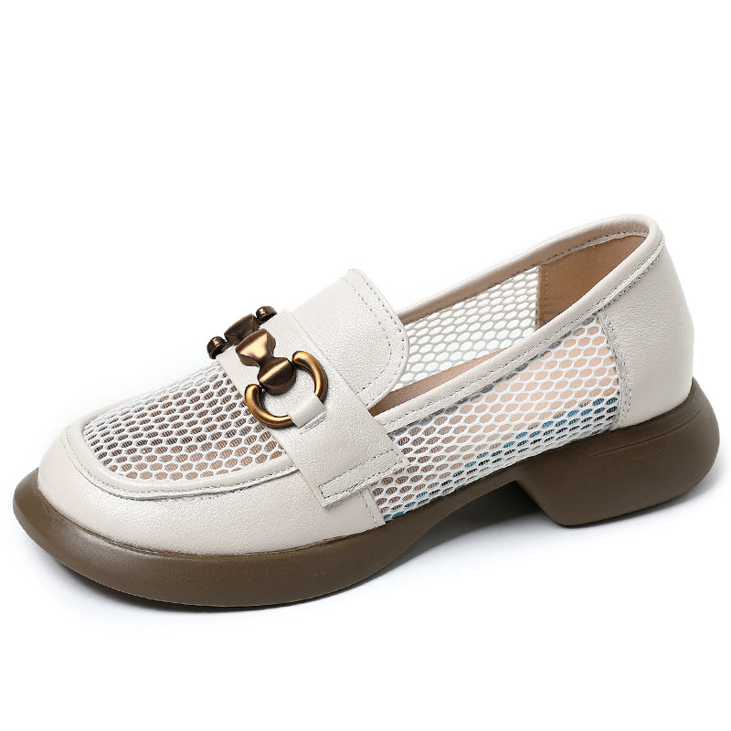 Women's Genuine Mesh Breathable British Metal Buckle Sandals